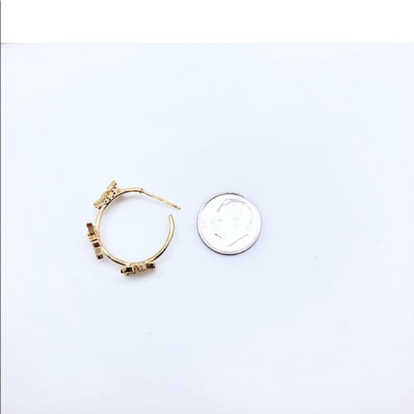 CZ Butterfly Hoop Earrings 25mm or 1”, 24k Gold Filled, Symbol Change/ Rebirth - Picture 5 of 6